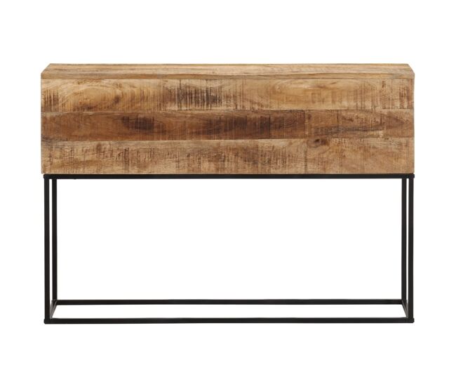 Mesa consola - mesa de entrada 110x30x75 cm madeira mangueira áspera maciça/ferro