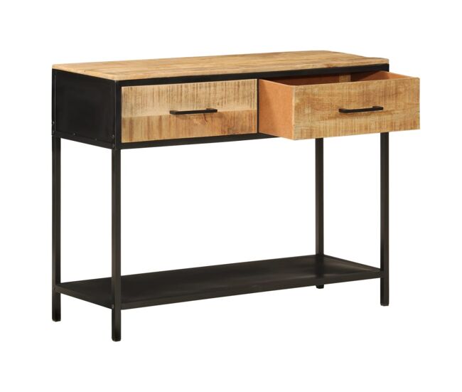 Mesa consola - mesa de entrada 100x35x76cm madeira de mangueira maciça e ferro