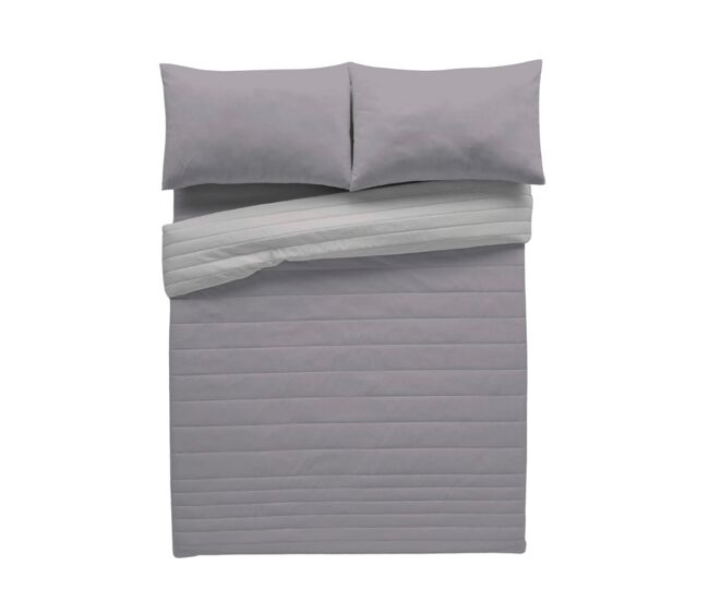 Colcha bouti reversível bicolor cinza/cinza claro cama 180