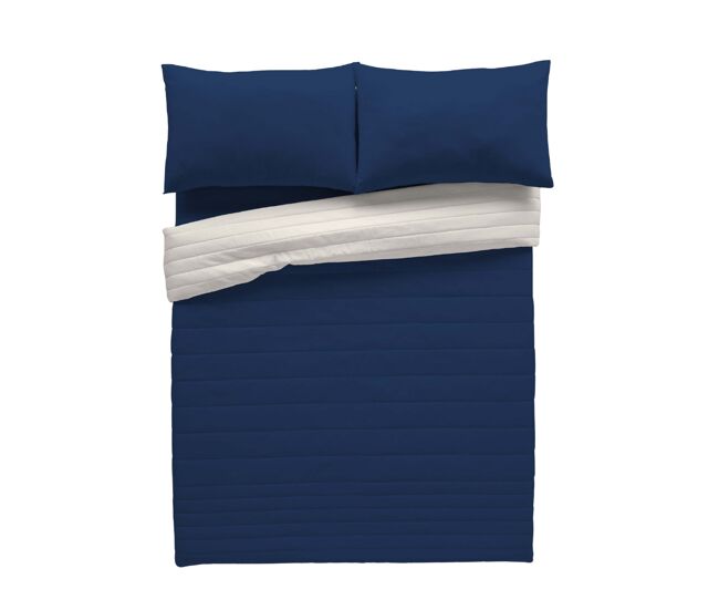 Colcha bouti reversível bicolor azul 1/l198 pedra cama 180