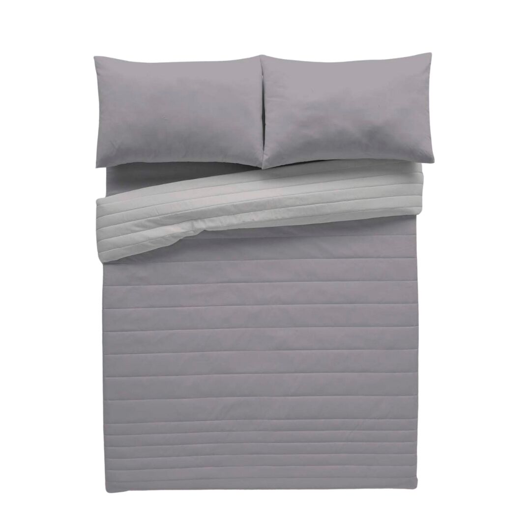 Colcha bouti reversível bicolor cinza/cinza claro cama 180