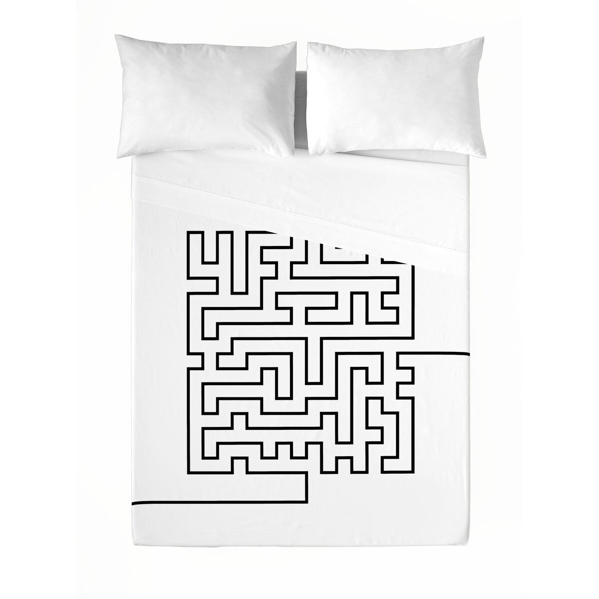 Icehome - conjunto de lençóis estampados de 3 peças para cama 150 - algodão extra macio - inclui lençol de cima + 2 fronhas - laberinth