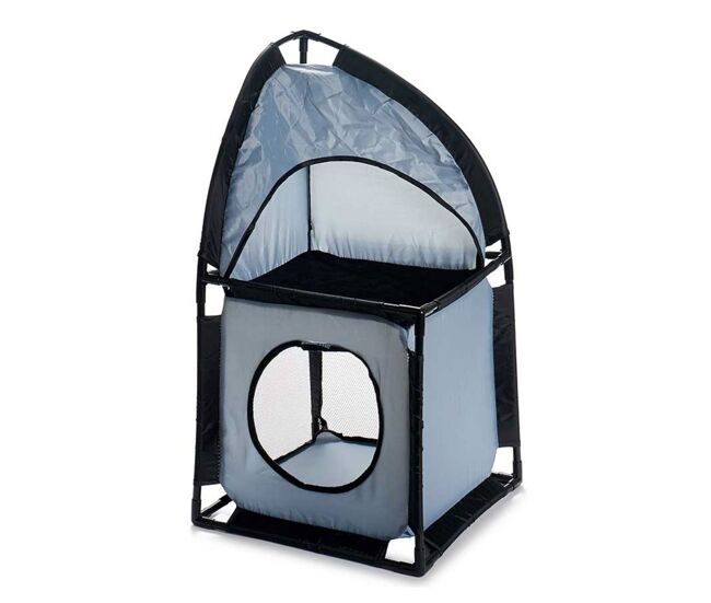 Well home - torre para gatos de canto 69x35,5x35,5cm em metal e poliéster cinza