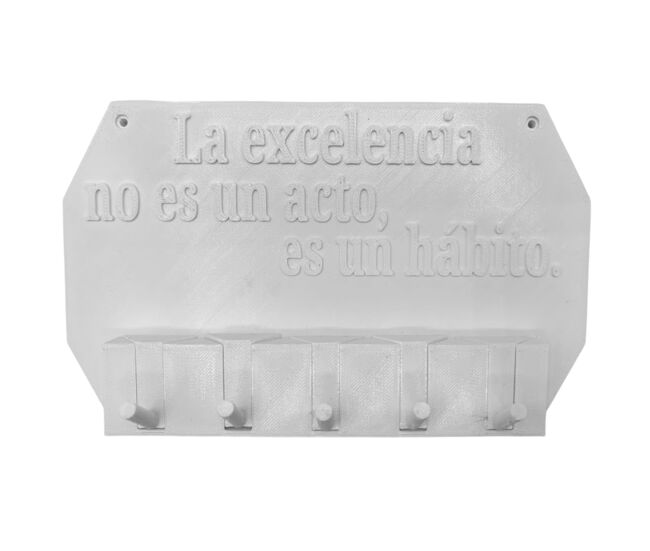 Well home - porta-chaves de parede "excelência não é uma atuação, é um hábito" cor branco