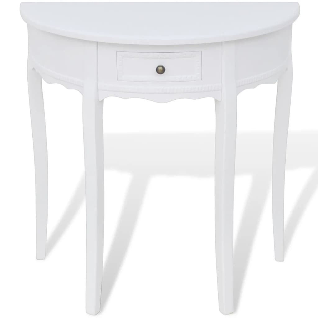 Mesa consola - mesa de entrada meia-lua com gaveta branco