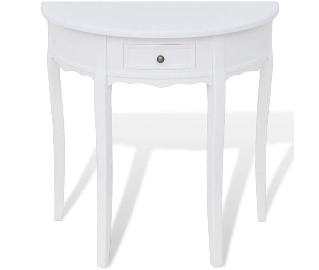 Mesa consola - mesa de entrada meia-lua com gaveta branco