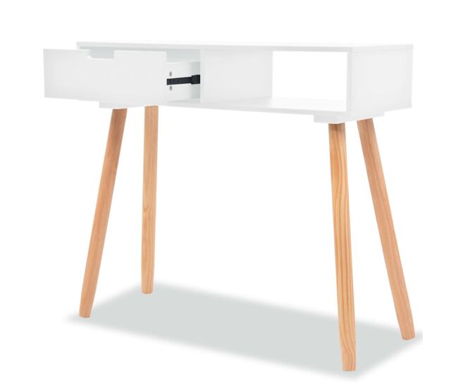 Mesa consola - mesa de entrada de pinho maciço 80x30x72 cm branco