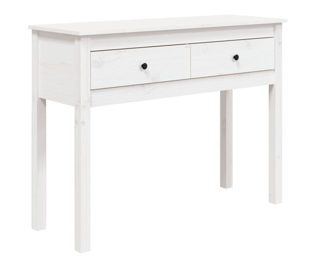 Mesa consola - mesa de entrada 100x35x75 cm pinho maciço branco
