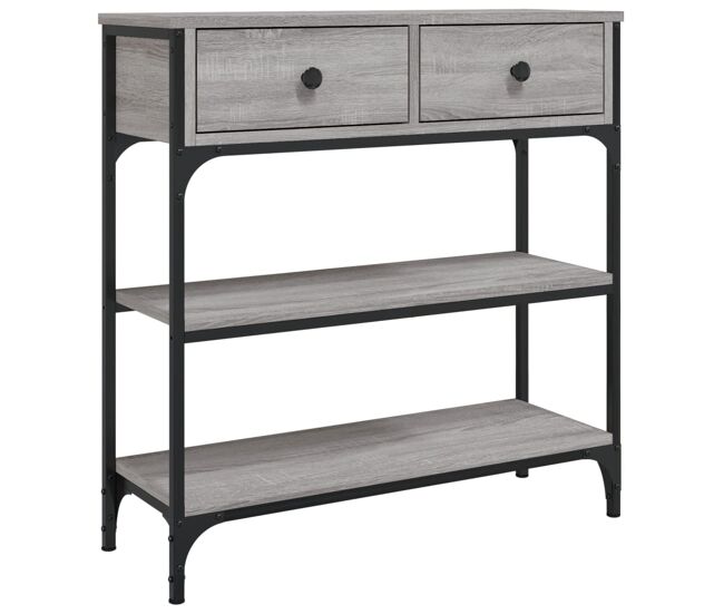 Mesa consola - mesa de entrada 72,5x25x75 cm derivados de madeira cinzento sonoma