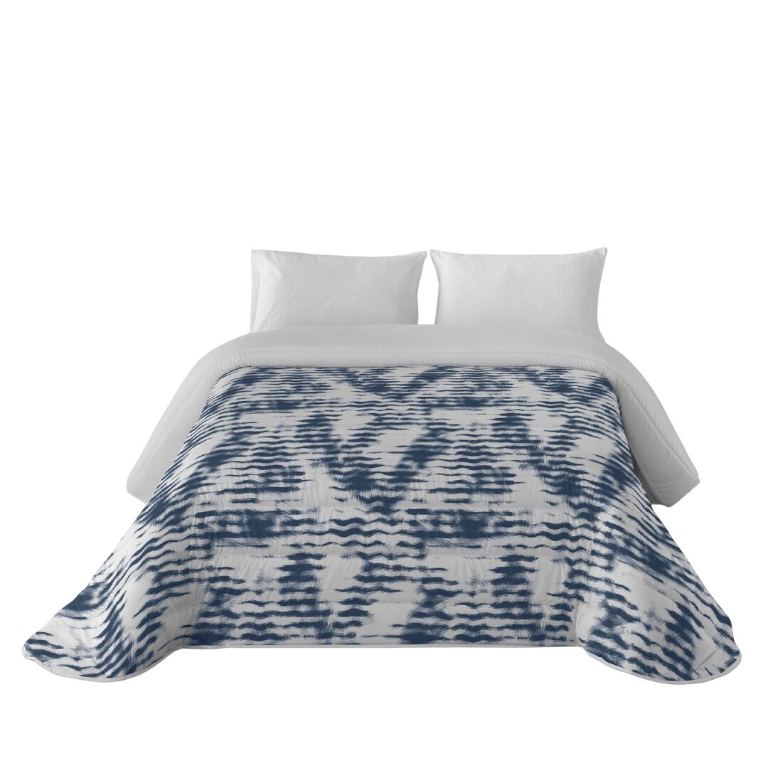 Sandal - edredom estampado - ótimo conforto e acolchoamento extra macio - peso 300 gramas com toque de pena - cama 150 - waves blue