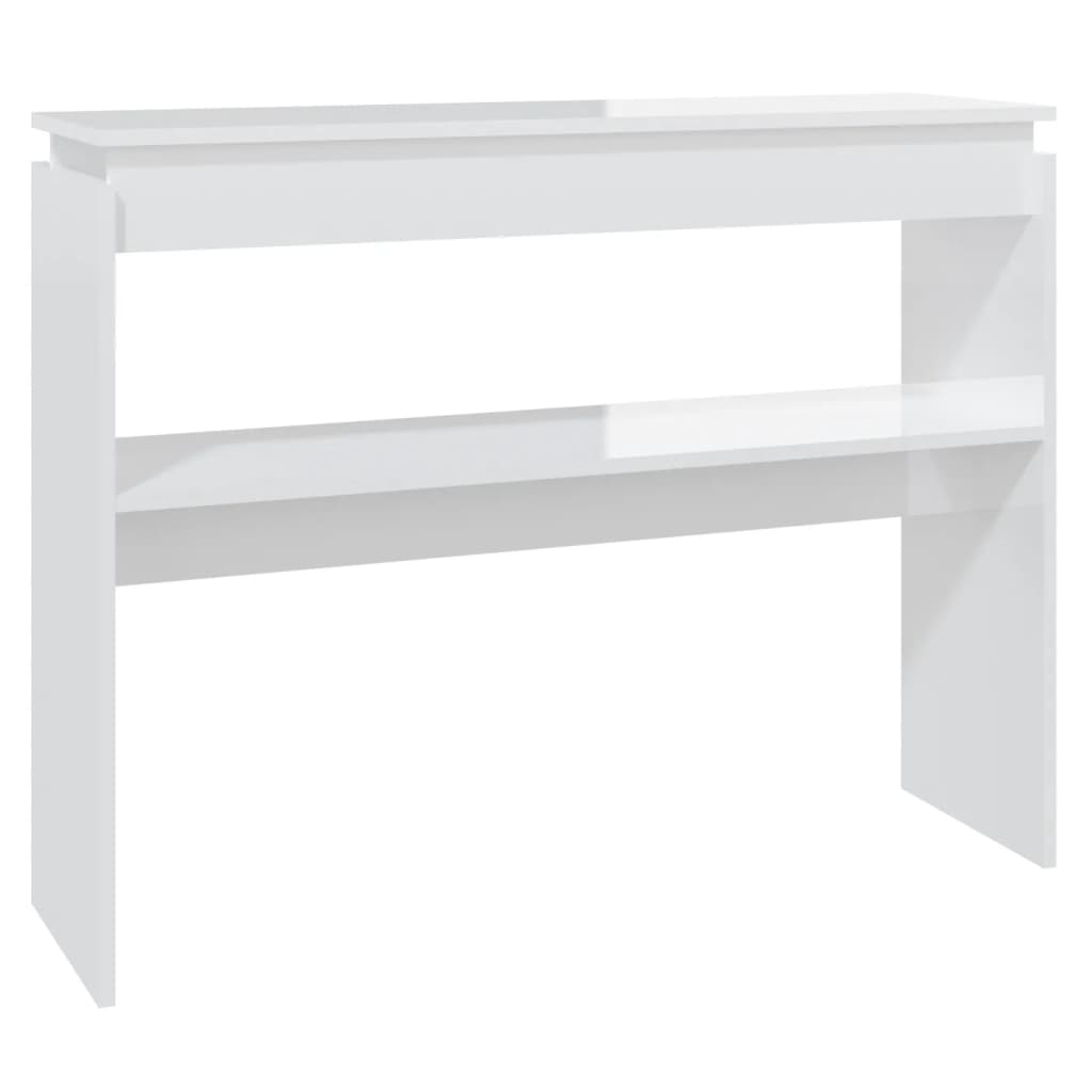 Mesa consola - mesa de entrada 102x30x80 cm derivados madeira branco brilhante