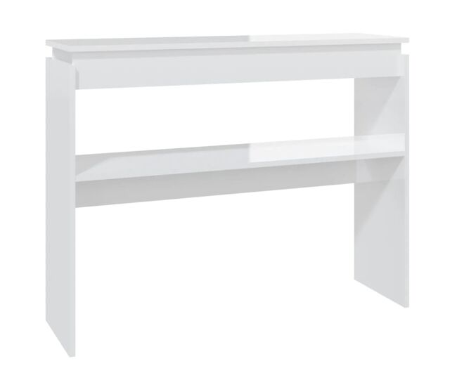 Mesa consola - mesa de entrada 102x30x80 cm derivados madeira branco brilhante