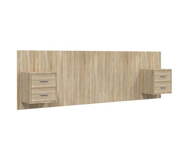 Cabeceira - cabeceira de cama cama + armários madeira processada carvalho sonoma