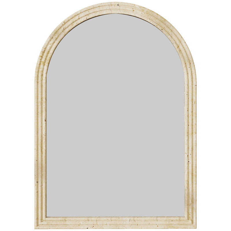Homcom espelho de parede arqueado espelho de casa de banho 50x70 cm com moldura de imitação de pedra estilo moderno para sala quarto entrada e