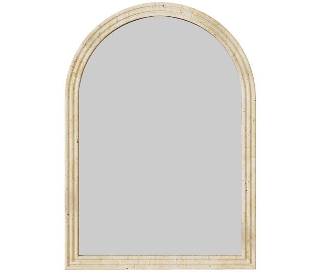 Homcom espelho de parede arqueado espelho de casa de banho 60x90 cm com moldura de imitação de pedra estilo moderno para sala quarto entrada e