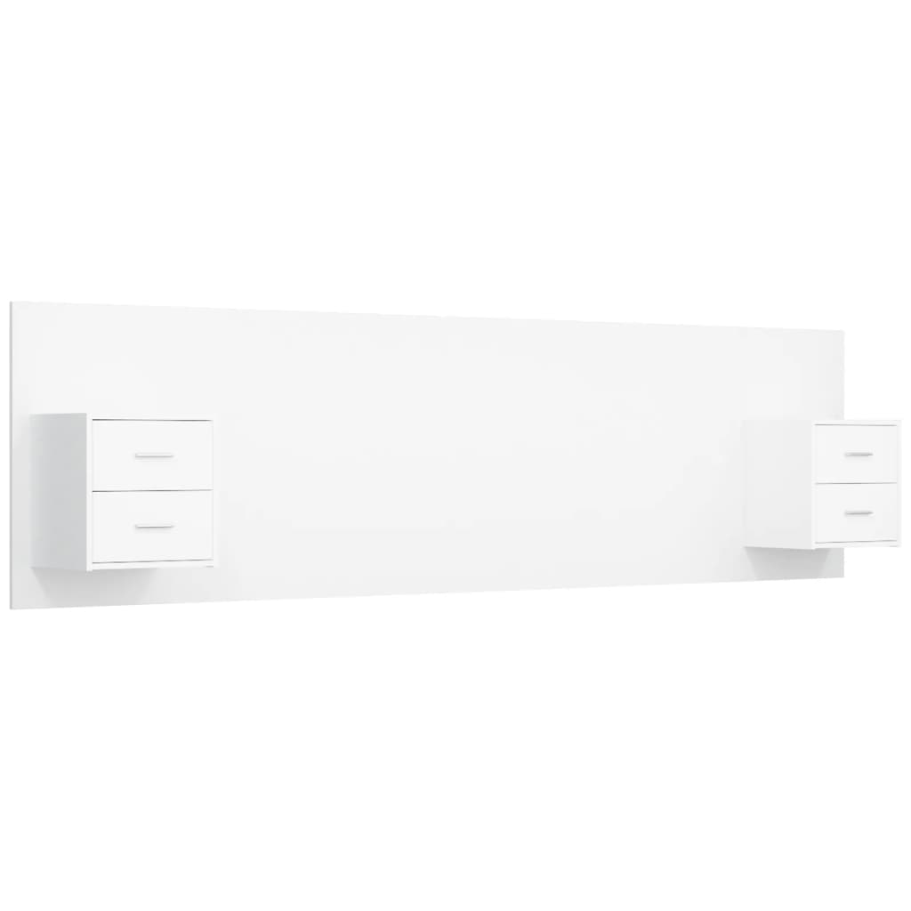 Cabeceira - cabeceira de cama cama + armários madeira processada branco
