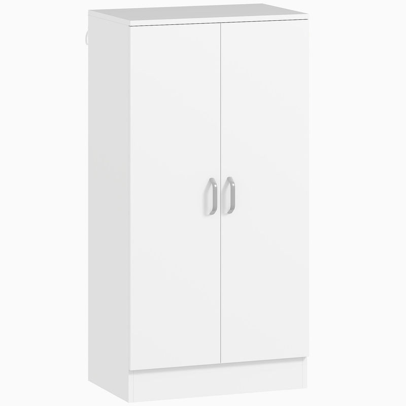 Homcom sapateira de 2 portas sapateira para entrada com 6 prateleiras ajustáveis para 14 pares de sapatos 55x35x108 cm branco