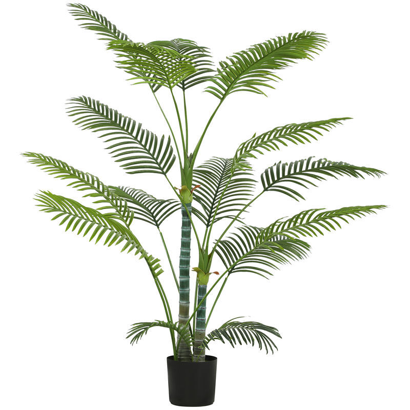 Homcom planta artificial decorativa 170 cm palmeira artificial com vaso e folhas para interior casa sala escritório verde
