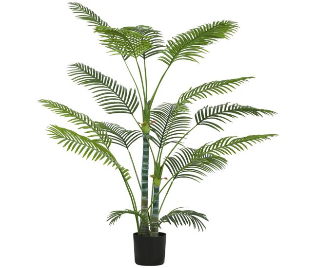 Homcom planta artificial decorativa 170 cm palmeira artificial com vaso e folhas para interior casa sala escritório verde