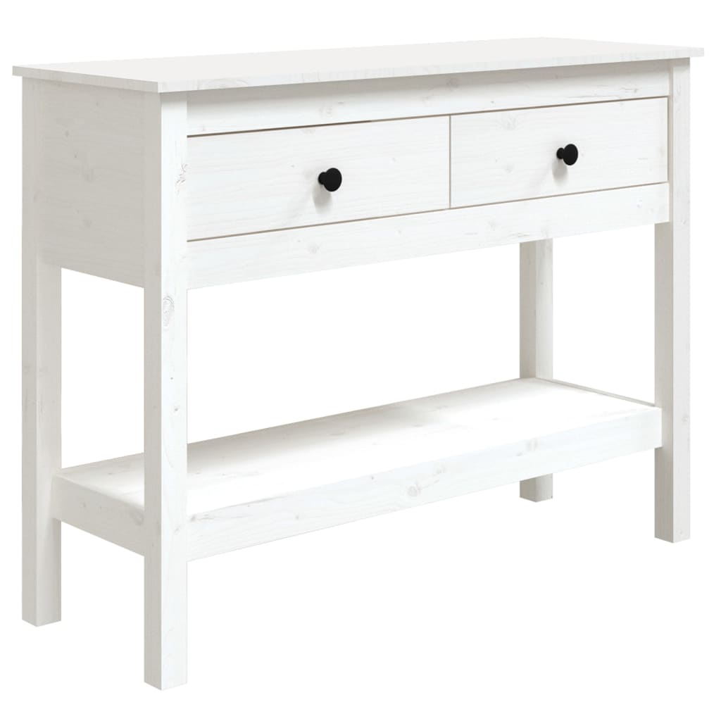 Mesa consola - mesa de entrada 100x35x75 cm pinho maciço branco