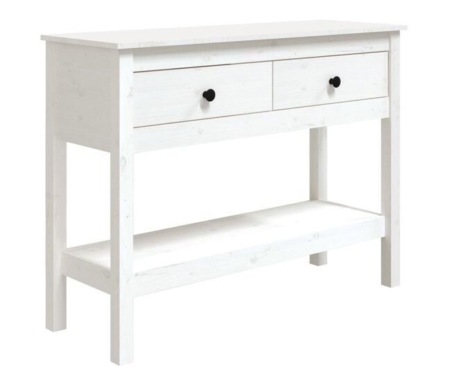 Mesa consola - mesa de entrada 100x35x75 cm pinho maciço branco