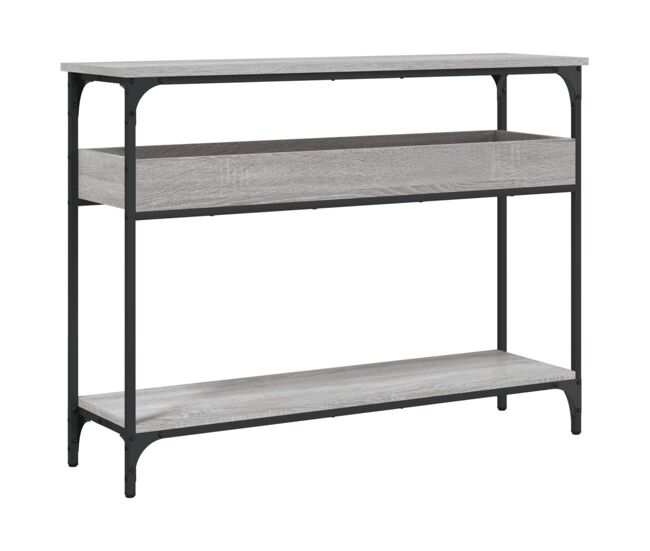 Mesa consola - mesa de entrada c/ prateleira derivados de madeira cinzento sonoma