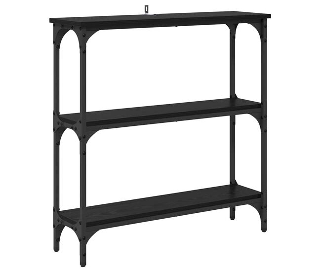 Mesa consola - mesa de entrada com prateleira carvalho preto 75 x 22.5 x 75 cm