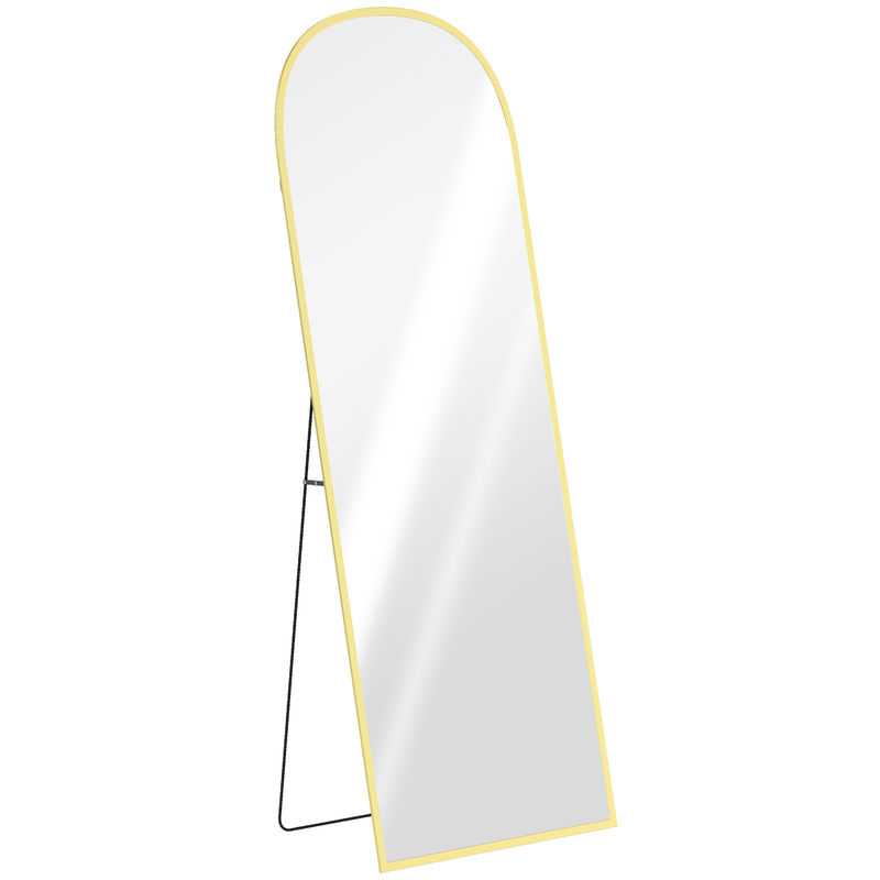 Homcom espelho de pé espelho de corpo inteiro 60x165 cm espelho de parede com estrutura de liga de alumínio e suporte para sala quarto banheiro