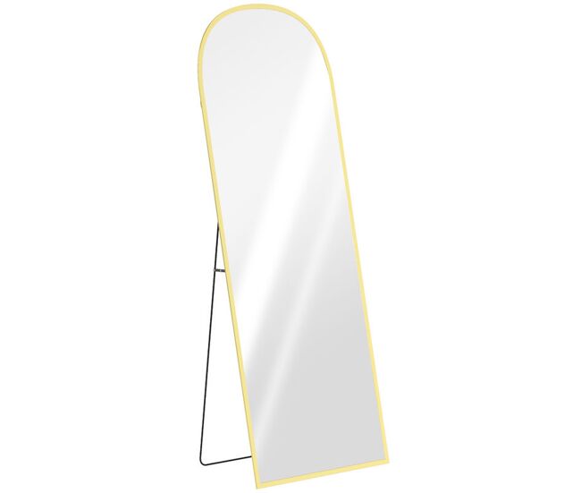 Homcom espelho de pé espelho de corpo inteiro 60x165 cm espelho de parede com estrutura de liga de alumínio e suporte para sala quarto banheiro