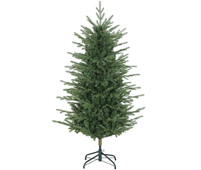 Homcom árvore de natal artificial 150 cm árvore de natal com 1186 ramos densos suporte metálico dobrável montagem fácil para interior verde