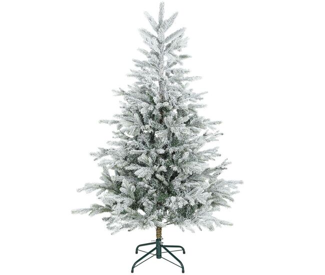 Homcom árvore de natal artificial 150 cm árvore de natal nevada abeto artificial com 828 ramos base dobrável e fácil de montar decoração para casa