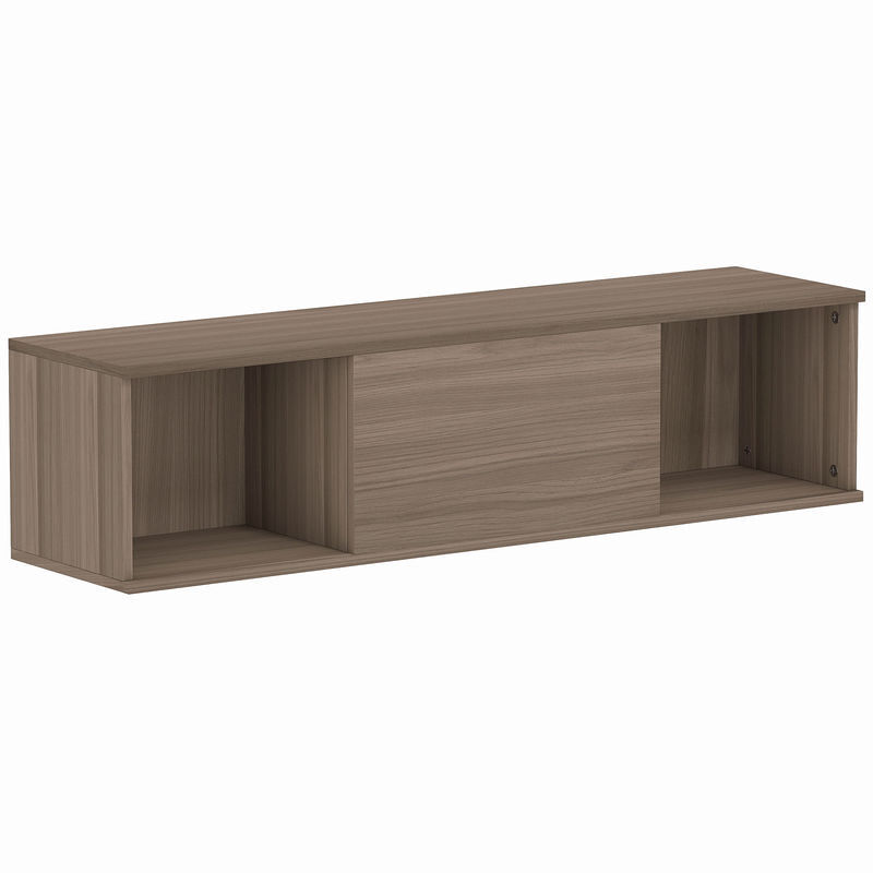 Homcom armário de parede móvel para tv suspenso com 2 compartimentos abertos e porta rebatível 120x30x29,5 cm marrom escuro