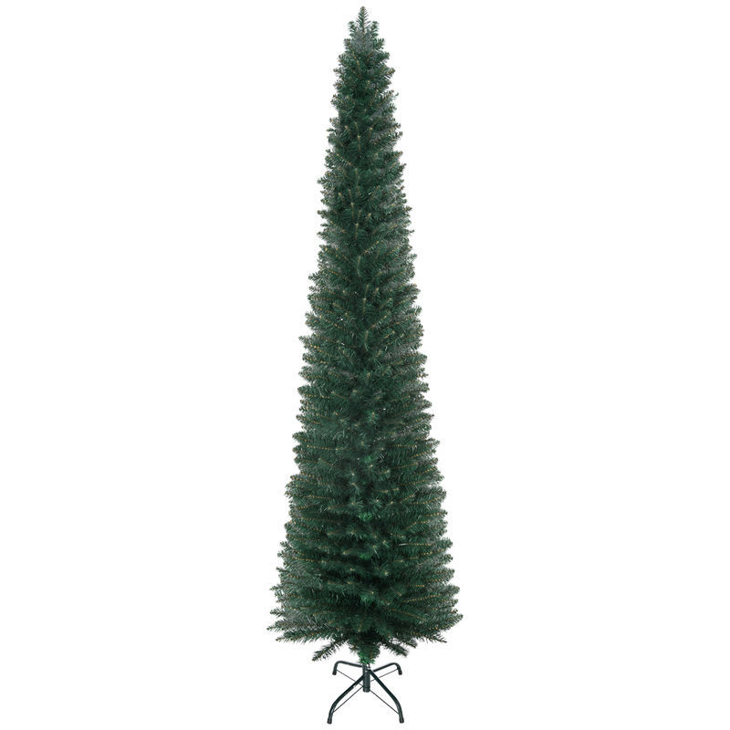 Homcom árvore de natal artificial altura 210 cm com 510 ramos de folhas de pvc ignífugos base dobrável e suporte metálico decoração de natal para