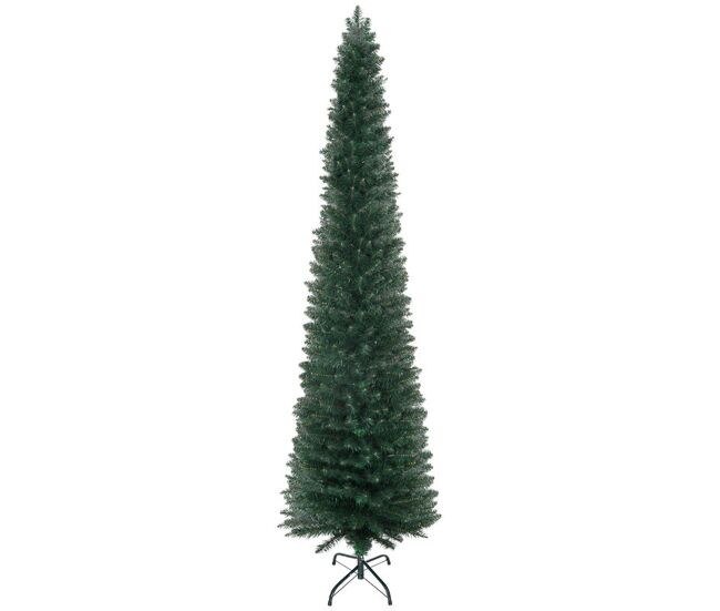 Homcom árvore de natal artificial altura 210 cm com 510 ramos de folhas de pvc ignífugos base dobrável e suporte metálico decoração de natal para