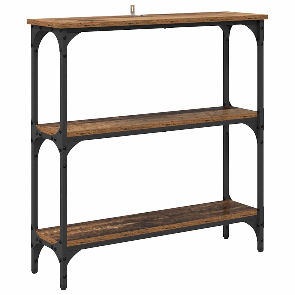 Mesa consola - mesa de entrada com prateleira madeira antiga 75 x 22.5 x 75 cm