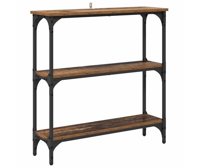 Mesa consola - mesa de entrada com prateleira madeira antiga 75 x 22.5 x 75 cm