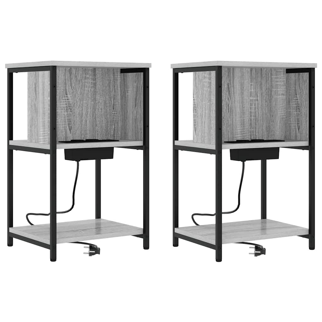 Lote de 2 mesa de cabeceira mesinha de cabeceira - sonoma cinzento 38 x 31 x 61 cm