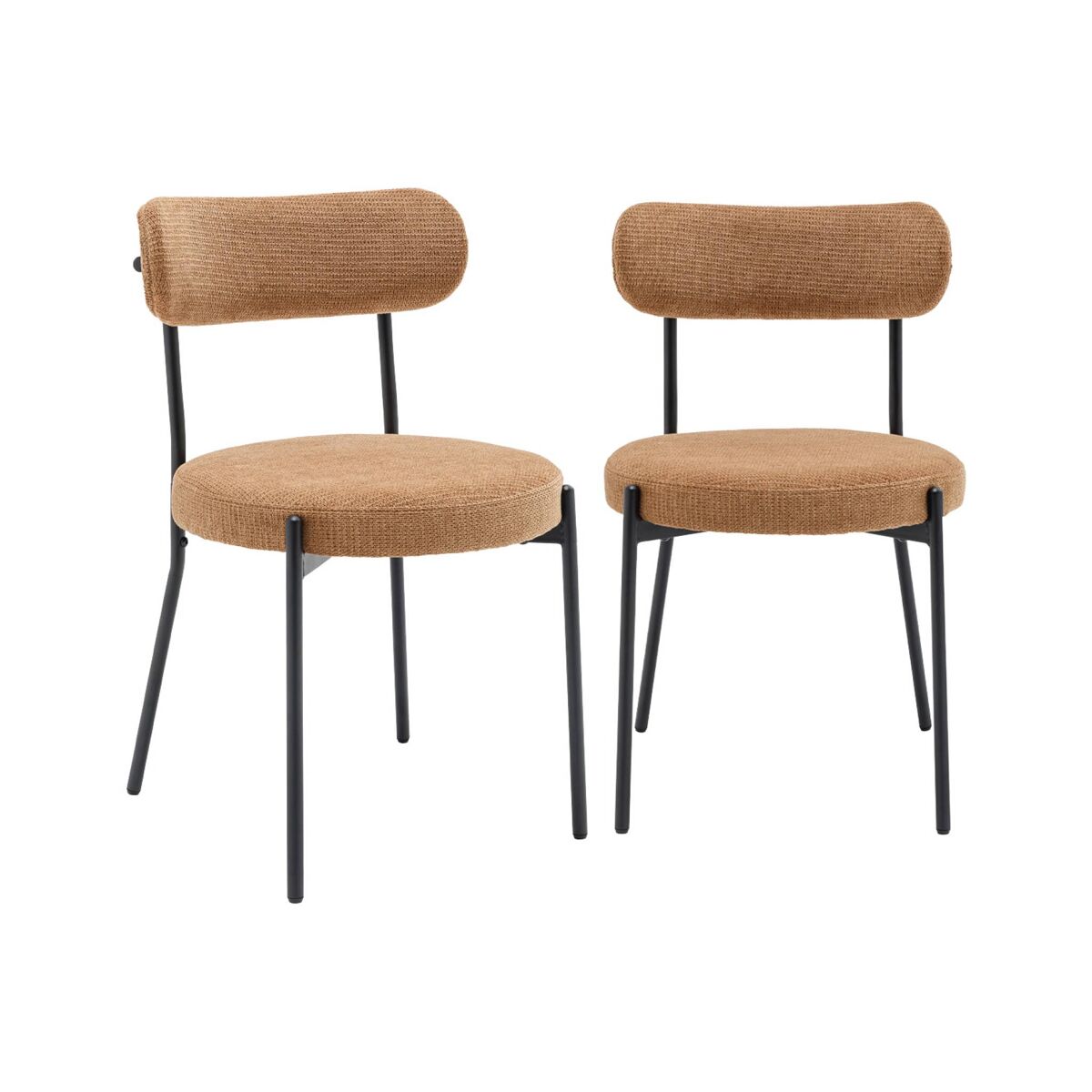 Cadeiras de metal e tecido, set de 2, livia, camel, 47x49x76.5 cm