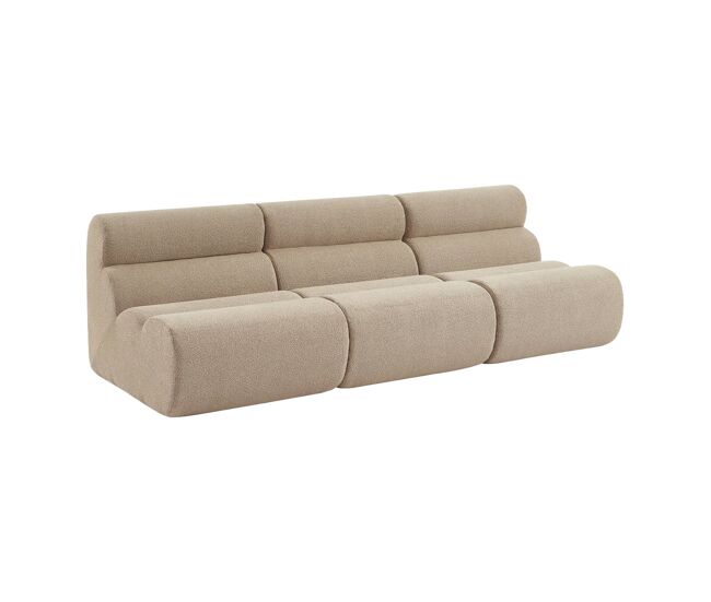 Sofá modular em tecido boucle texturizado de 3 lugares, nova boucle, beige, 81x99x75 cm