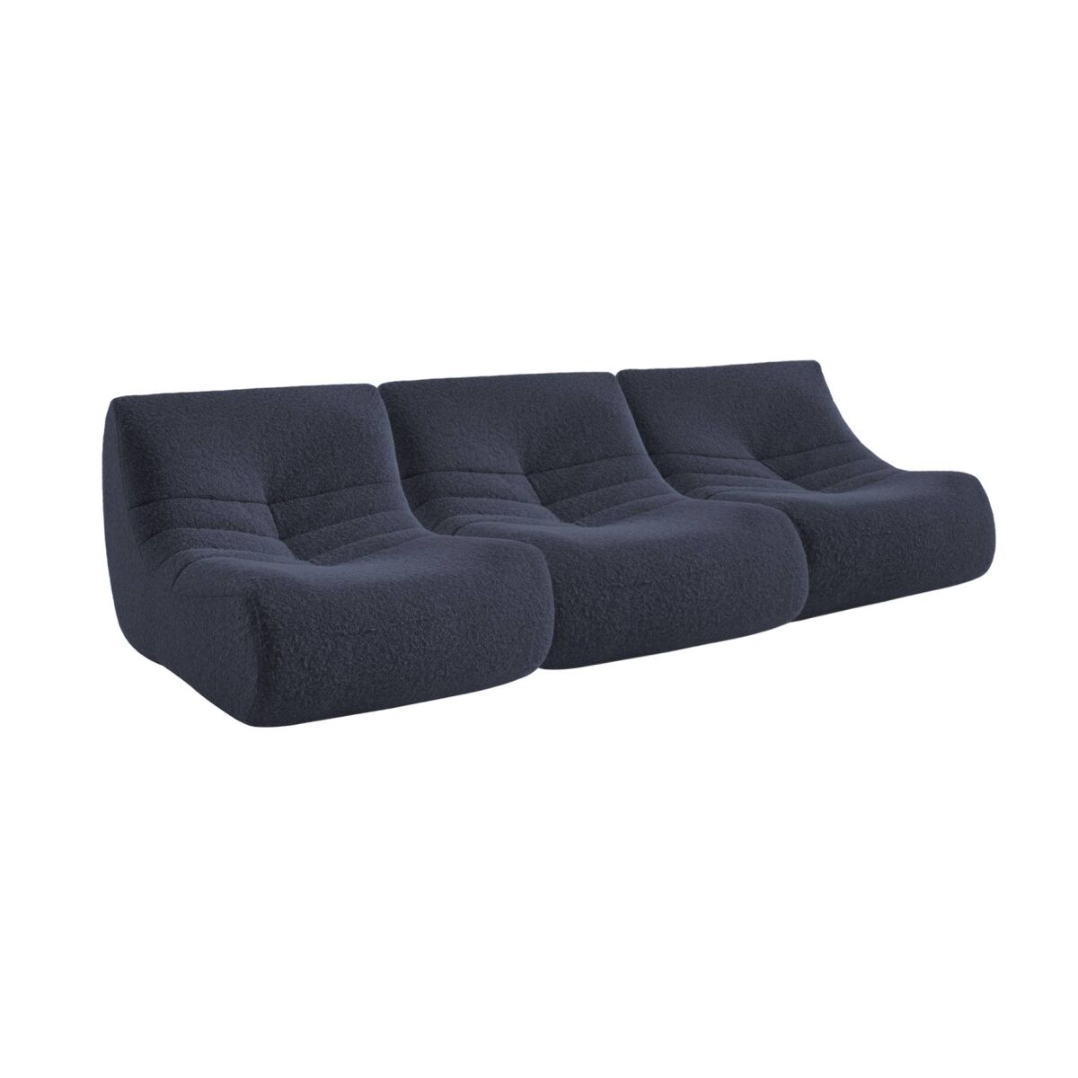 Sofá modular em tecido efeito alpaca de 3 lugares, sokol alpaca, bleu escuro, 105x91x72 cm