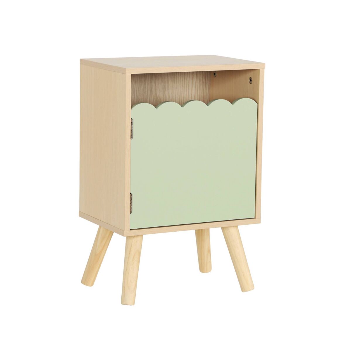 Mesa de cabeceira infantil decor madeira 1 porta, azur, verde, 34x23.5x52 cm