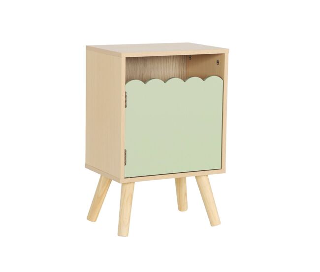 Mesa de cabeceira infantil decor madeira 1 porta, azur, verde, 34x23.5x52 cm