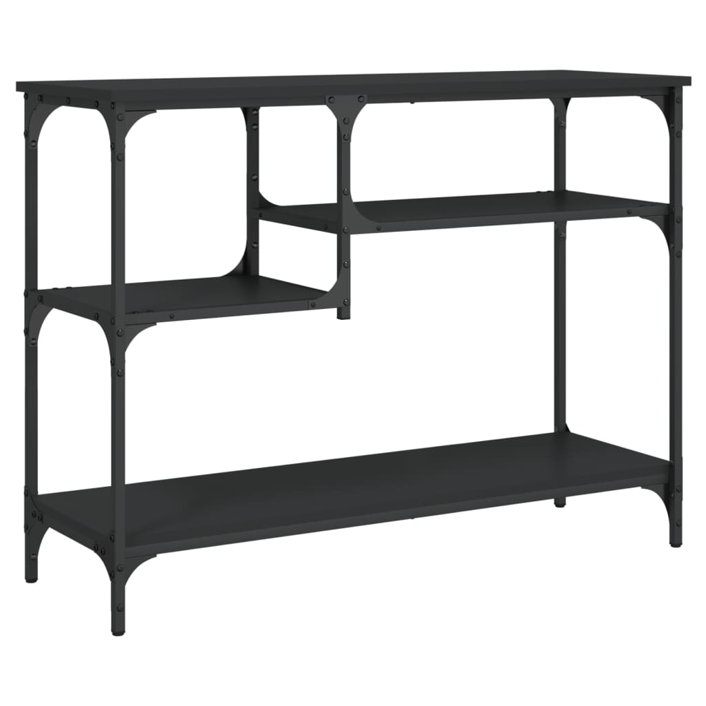 Mesa consola - mesa de entrada c/ prateleiras 100x35x75 cm preto