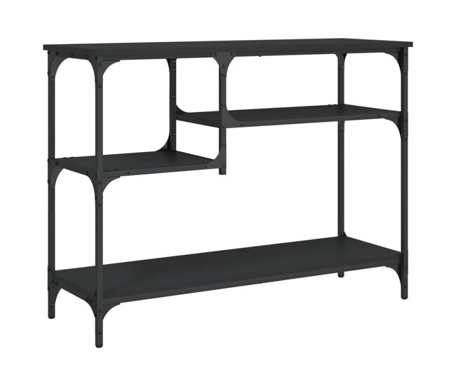 Mesa consola - mesa de entrada c/ prateleiras 100x35x75 cm preto