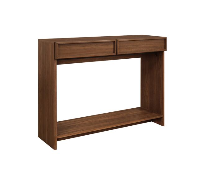 Console em efeito madeira 2 gavetas e prateleira, kuba, madeira de nogueira, 100x33x78 cm