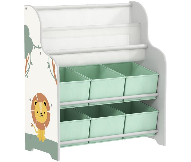 Aiyaplay étagère infantil para brinquedos com 6 caixas de tecido não tecido organizador de brinquedos com 2 étagères para quarto infantil sala de brincar escola infantil 63x30x71 cm verde