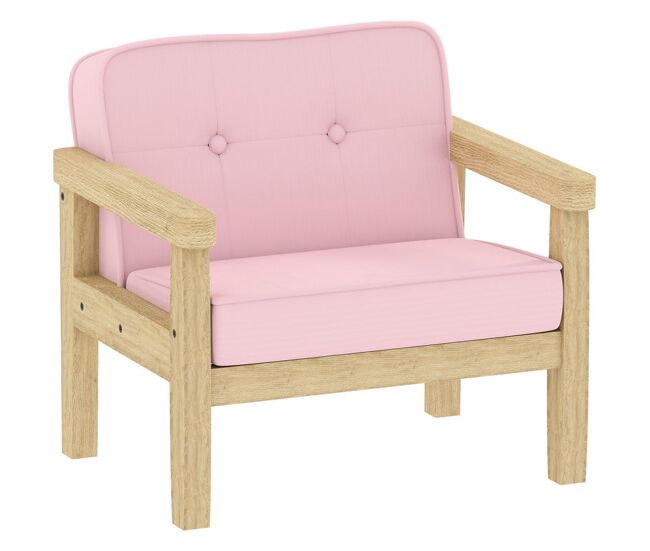 Aiyaplay poltrona infantil sofá para enfants acima de 3 anos com tecido suave de veludo cotelê estrutura de madeira assento e encosto acolchoados apoio de braços suporta 45 kg 46,5x44x45 cm rosa