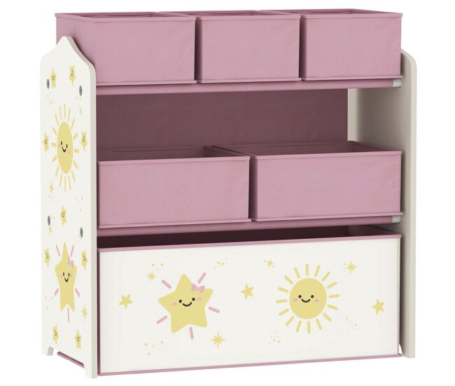 Aiyaplay étagère infantil para brinquedos com 6 caixas em tecido não tecido organizador de brinquedos de 3 níveis para quarto infantil sala de jogos escola infantil 63x30x66 cm rosa