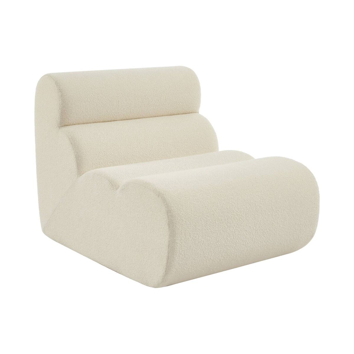 Poltrona de sofá modular em tecido boucle texturizada, nova boucle, branco, 81x99x75 cm