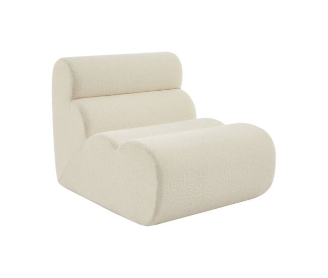 Poltrona de sofá modular em tecido boucle texturizada, nova boucle, branco, 81x99x75 cm